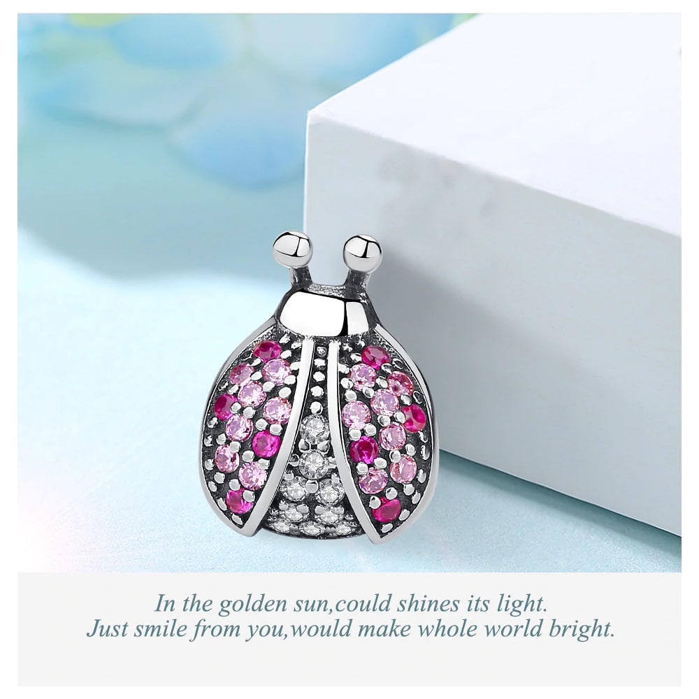 Charm Plata 925 Mariquita Rosada - Imagen 6