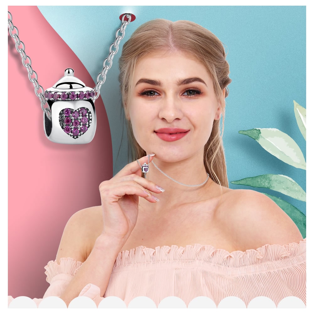 Charm Dije Plata 925 Mamadera Rosa - Imagen 6