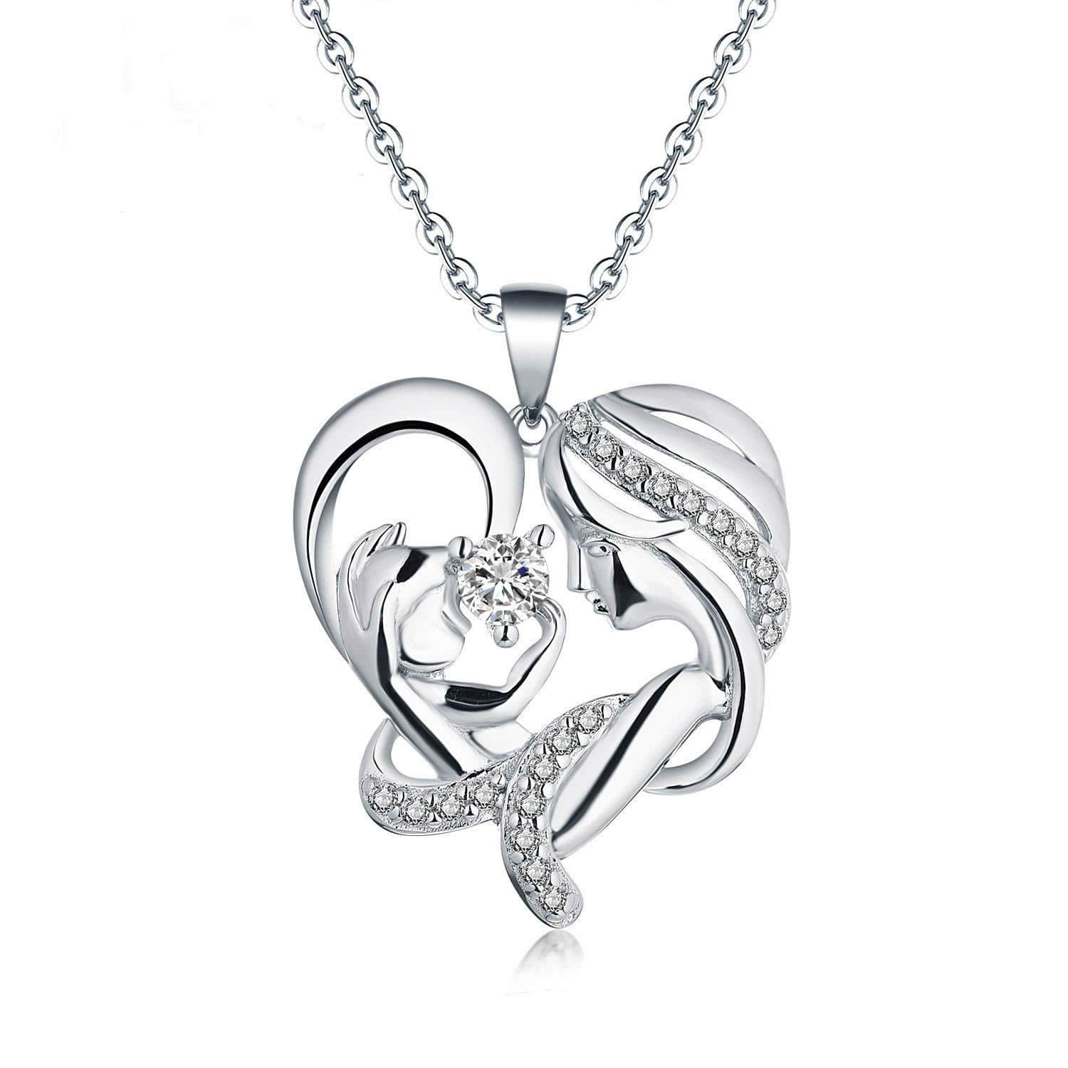 Collar Mama y Bebe Amor Madre Plateado