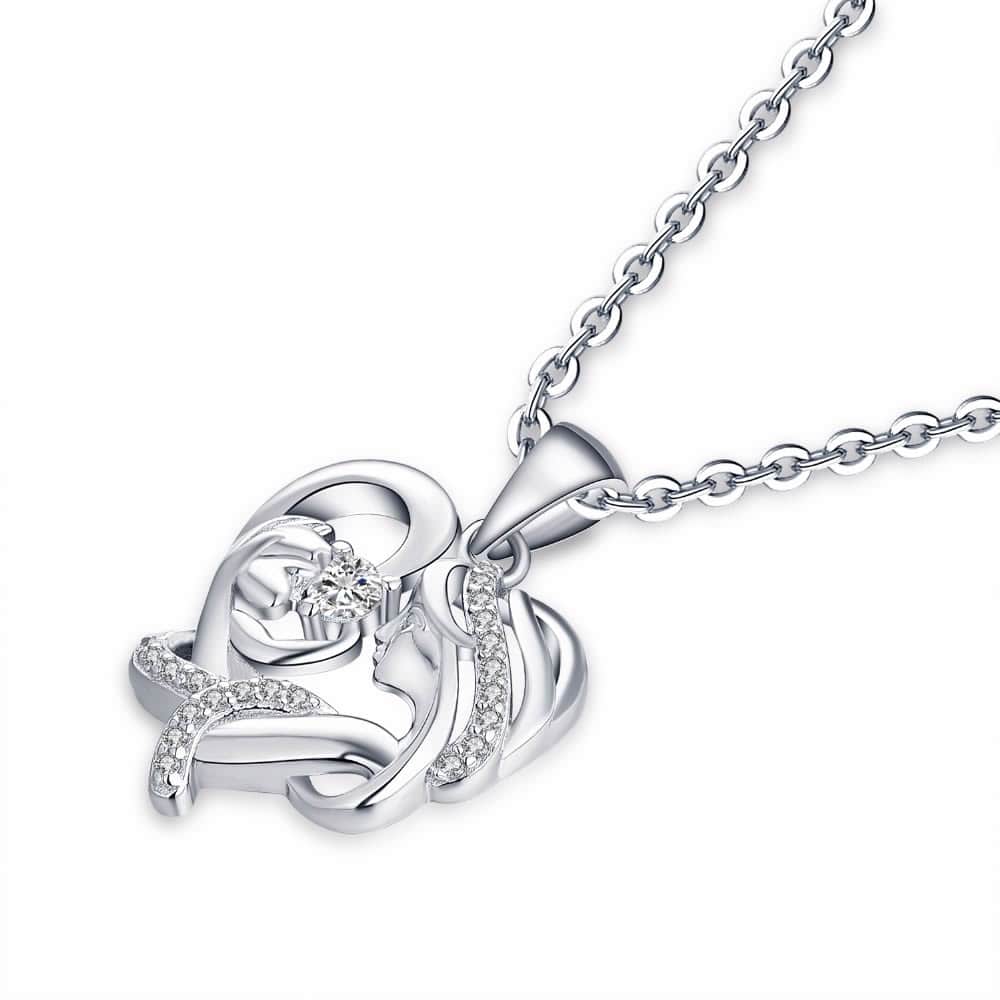 Collar Mama y Bebe Amor Madre Plateado - Imagen 3