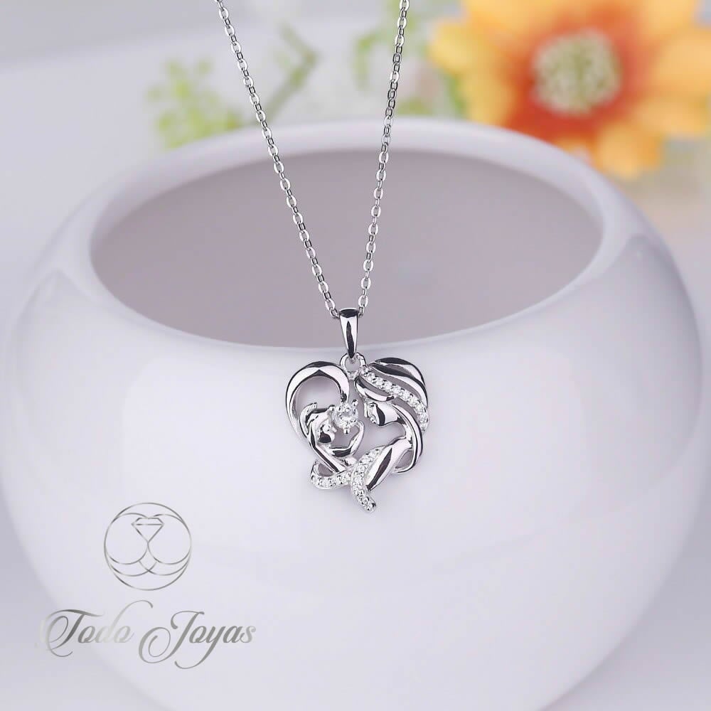 Collar Mama y Bebe Amor Madre Plateado - Imagen 5