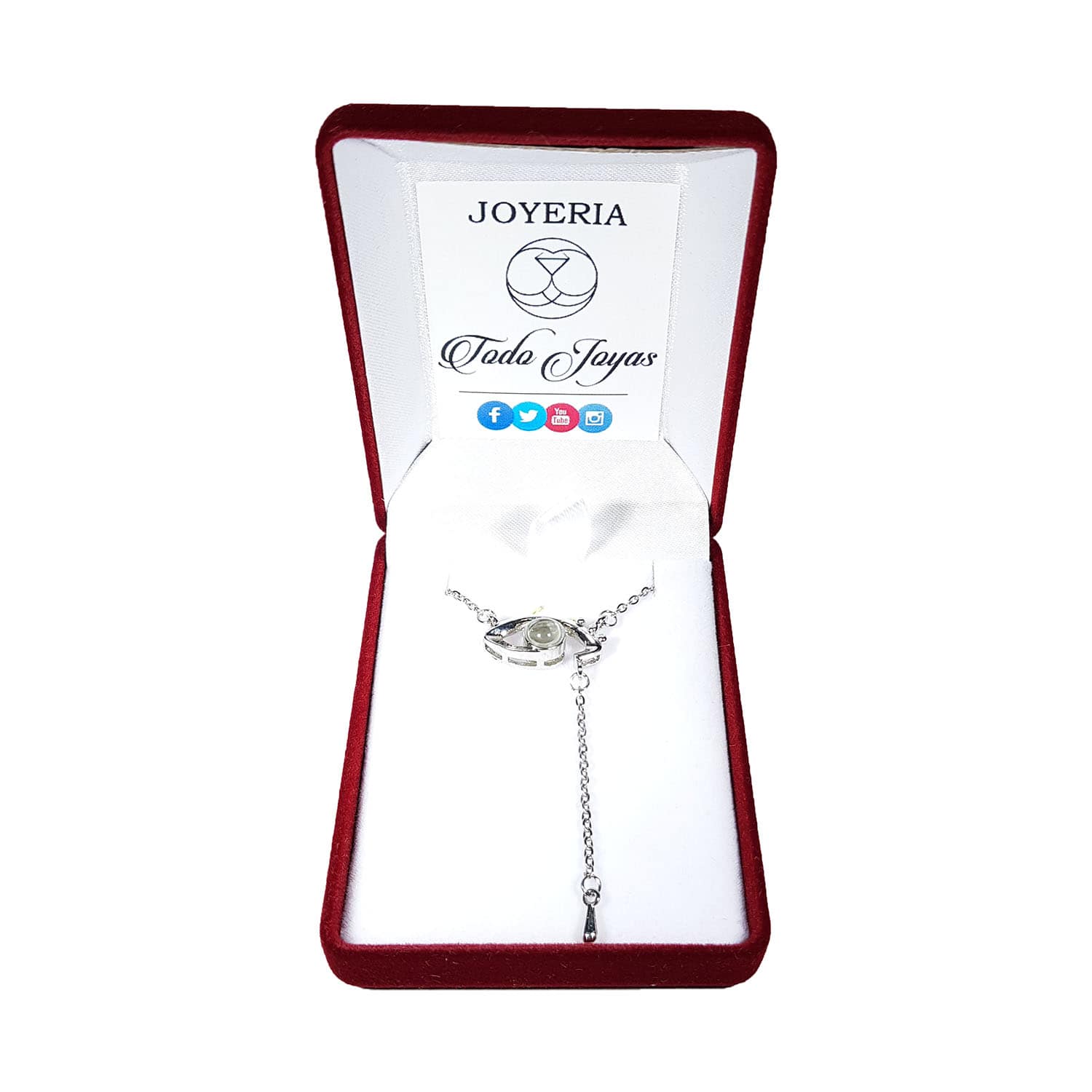 Collar Ojo Te Amo en 100 Idiomas Plateado - Imagen 2