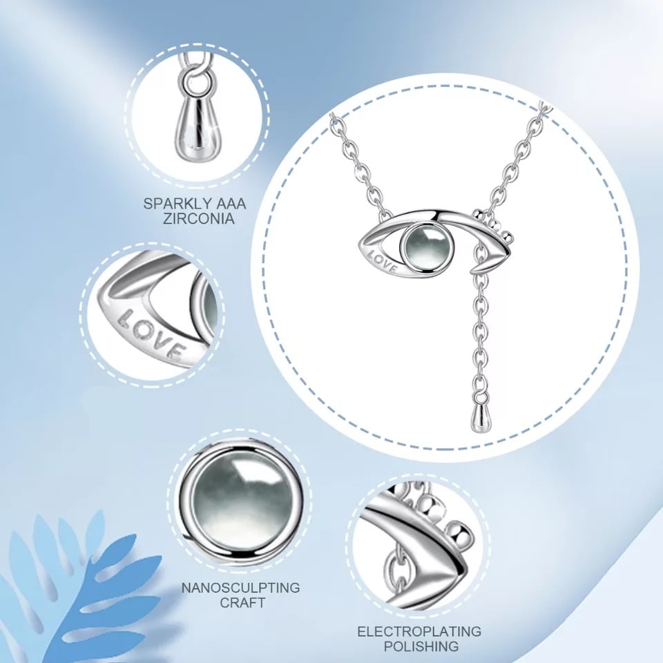 Collar Ojo Te Amo en 100 Idiomas Plateado - Imagen 6
