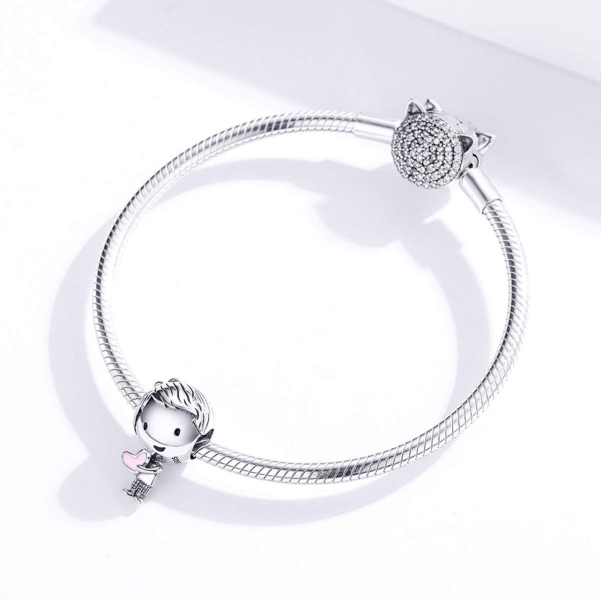 Charm Dije Plata 925 Niño con Corazon - Imagen 2