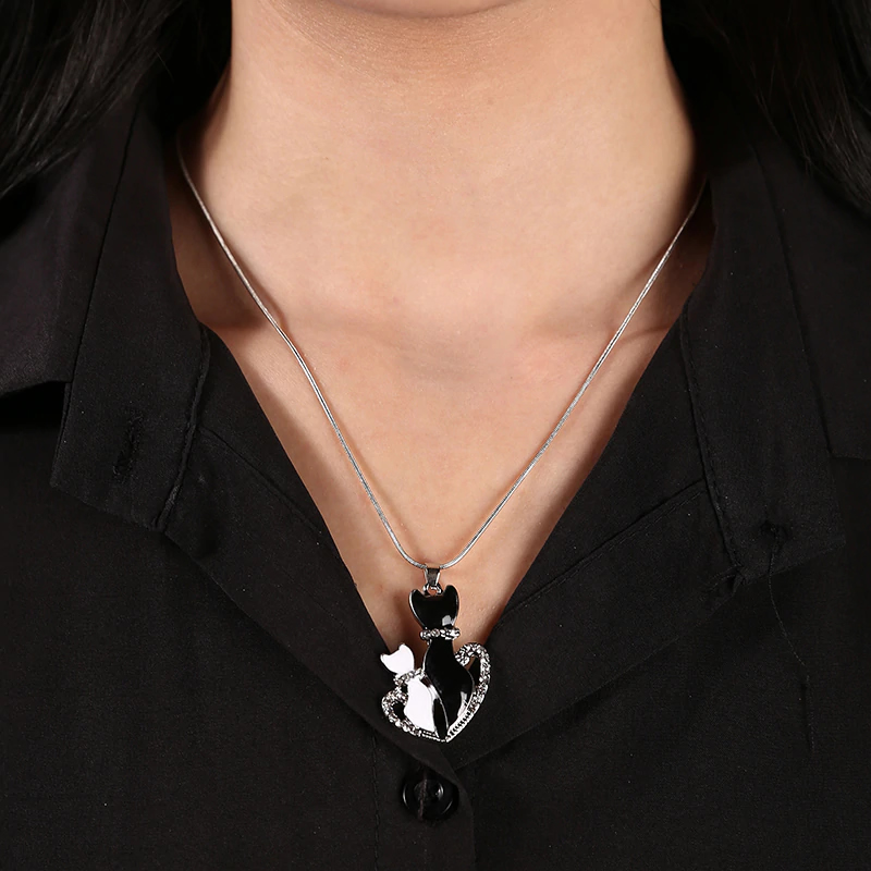 Collar Par de Gatos Plateado - Imagen 5