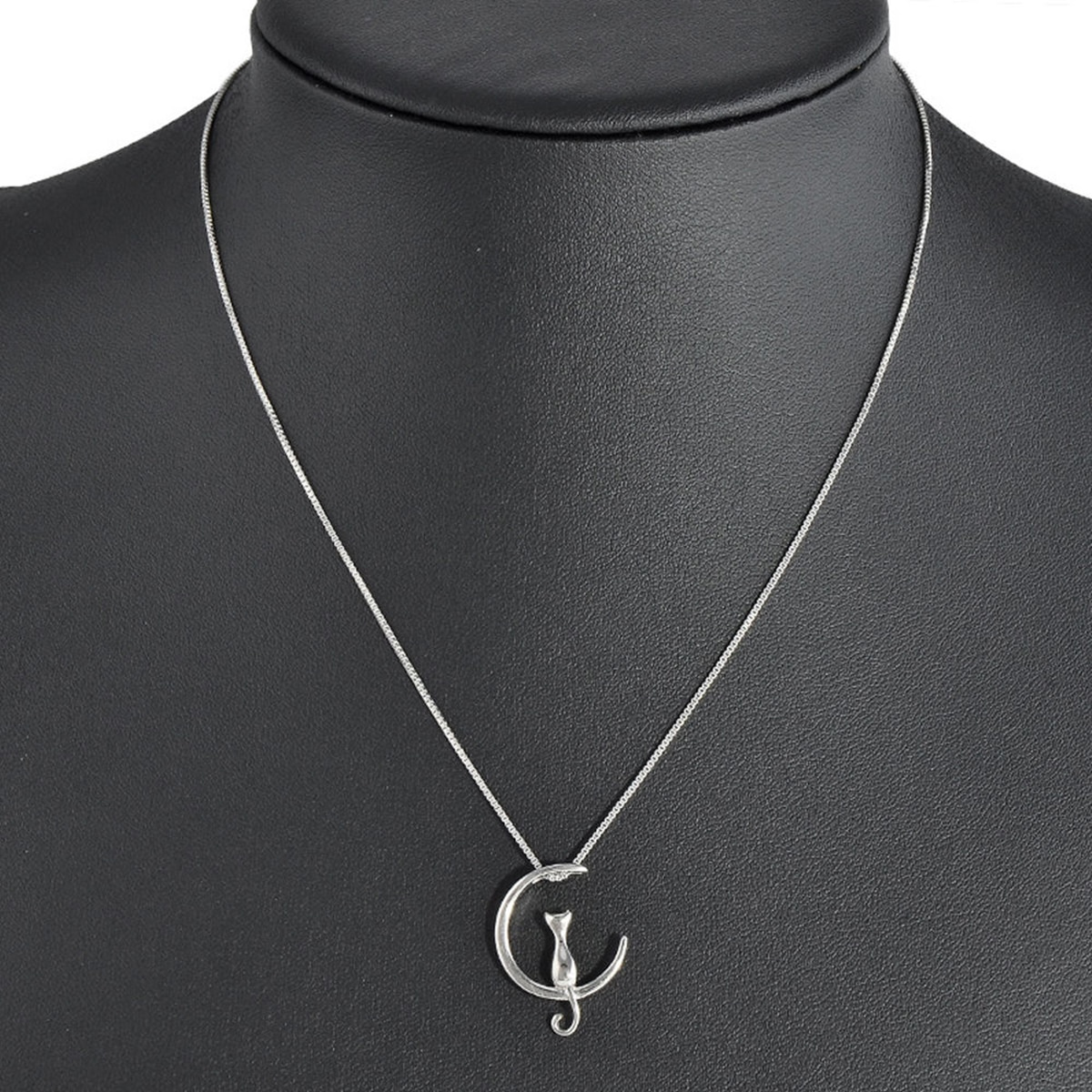 Collar Gato en Luna Mascota Plateado - Imagen 4