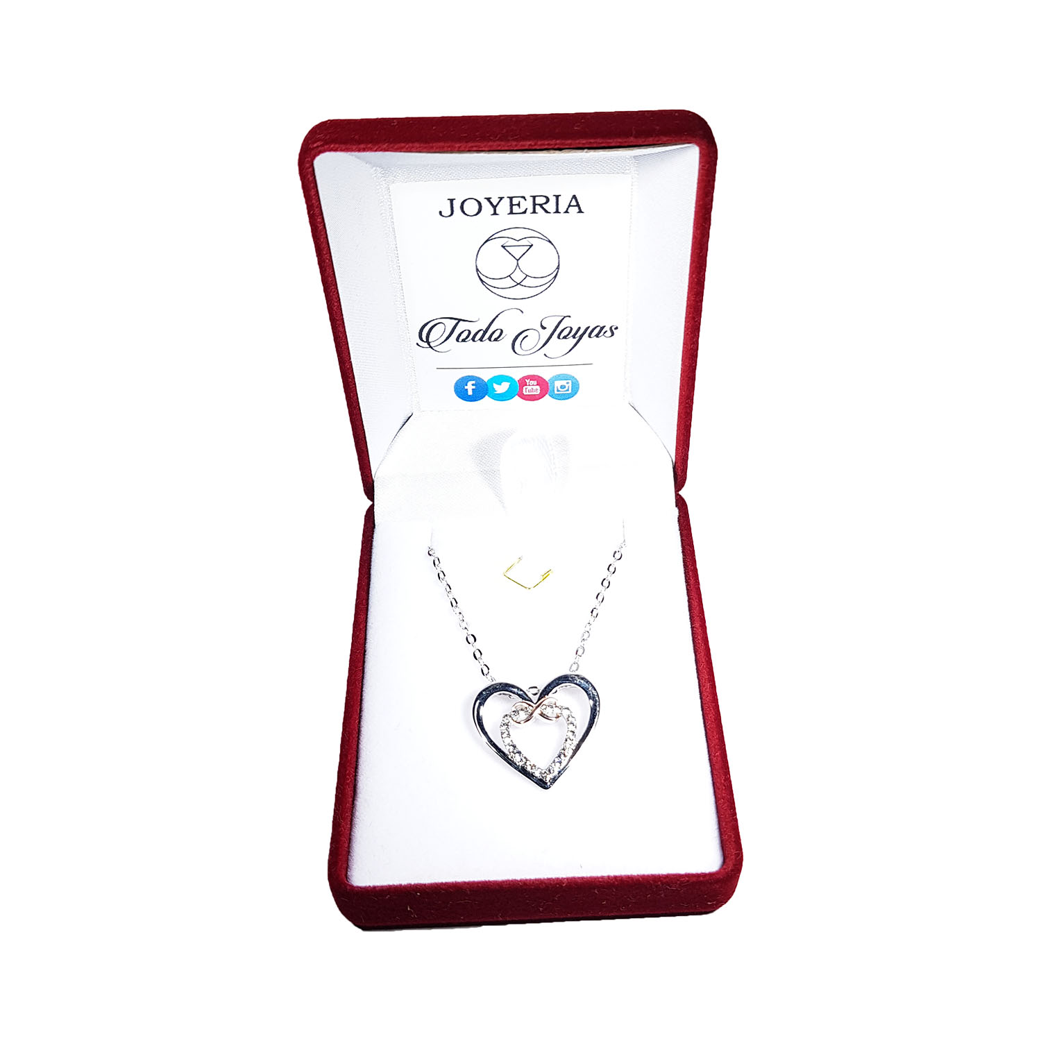 Collar Doble Corazon Infinito Plateado - Imagen 2