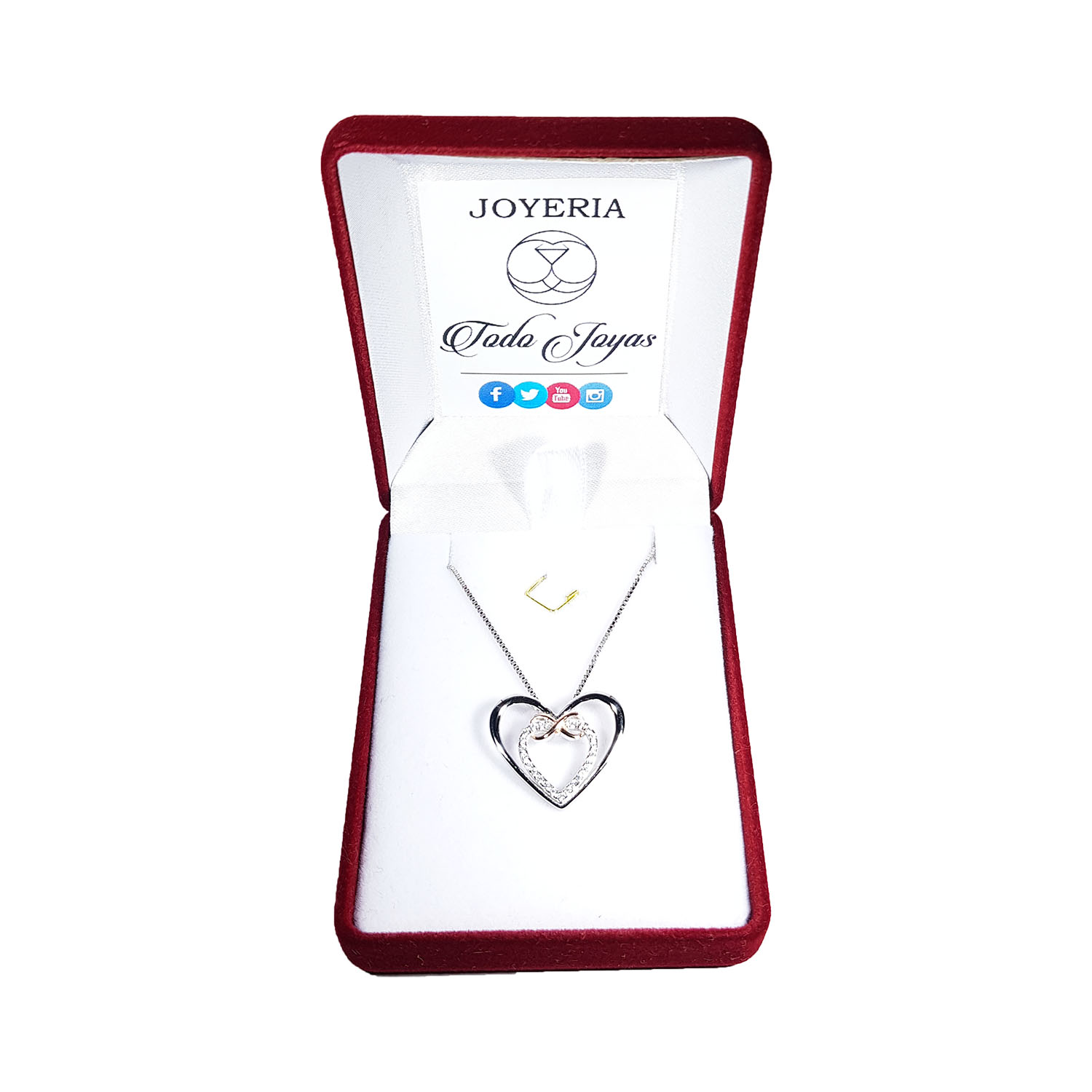 Collar Plata 925 Doble Corazon Infinito - Imagen 2