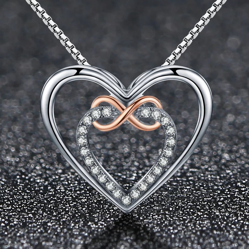 Collar Plata 925 Doble Corazon Infinito - Imagen 4