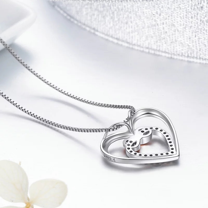 Collar Plata 925 Doble Corazon Infinito - Imagen 6