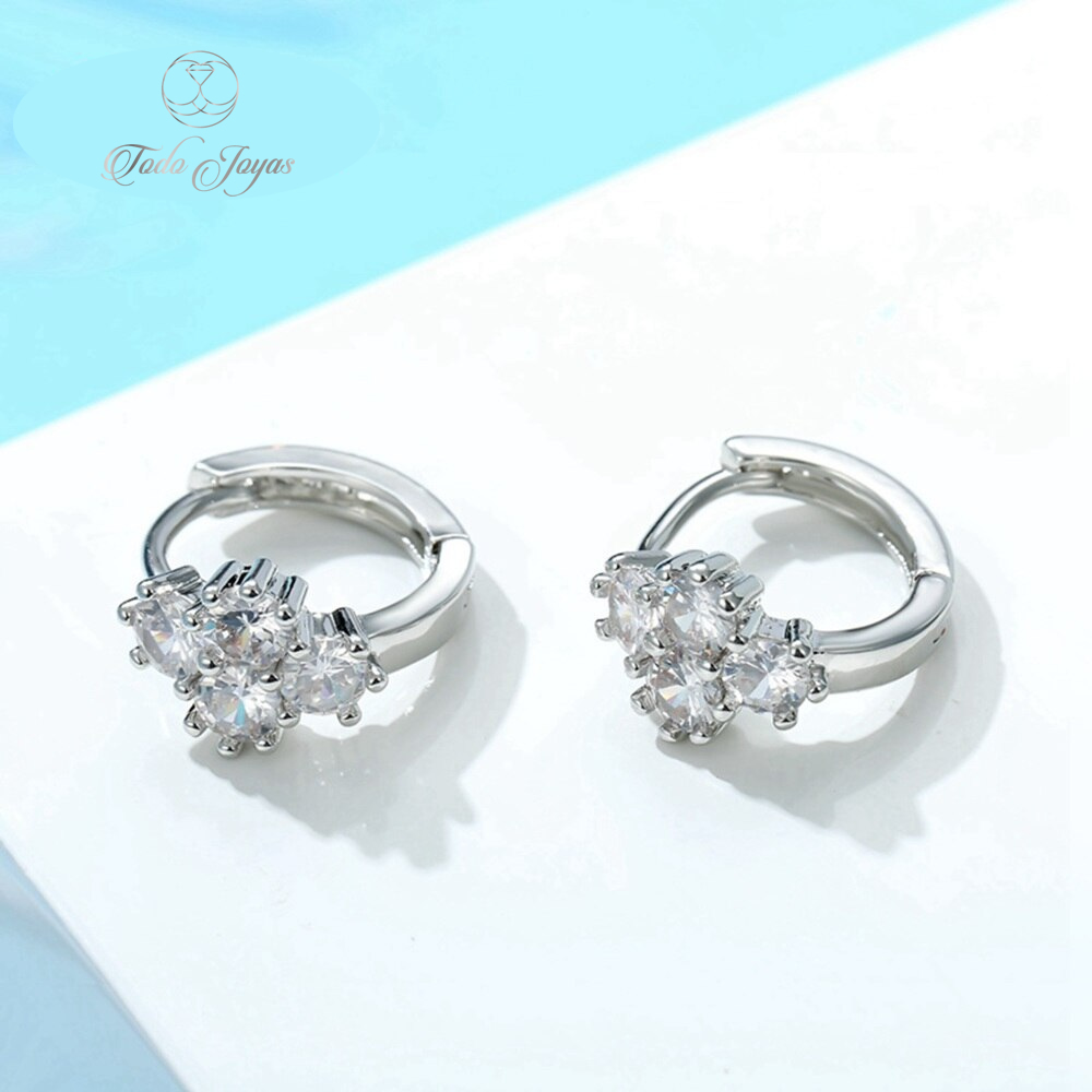 Aros Flor Circones Plateado - Imagen 3