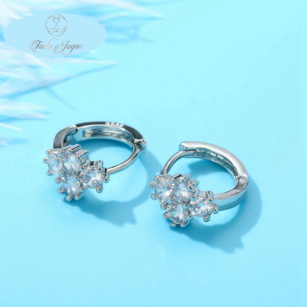Aros Flor Circones Plateado - Imagen 4