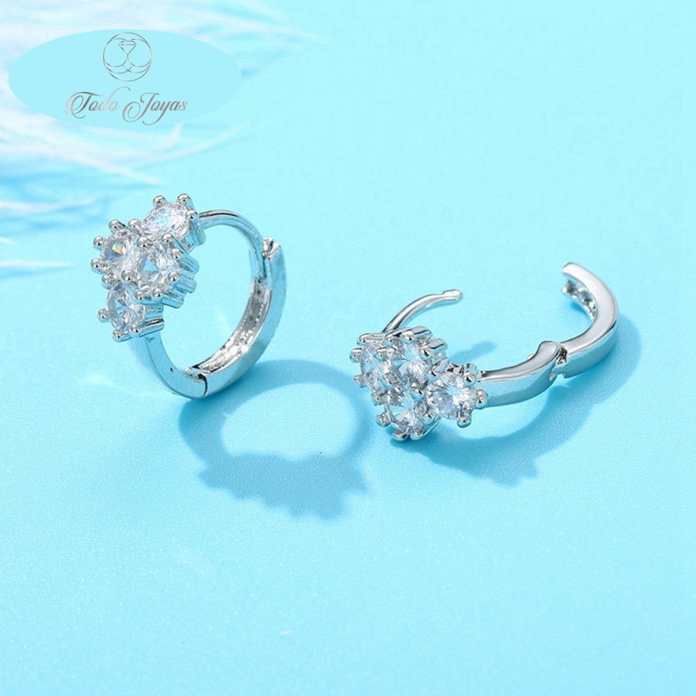 Aros Flor Circones Plateado - Imagen 5