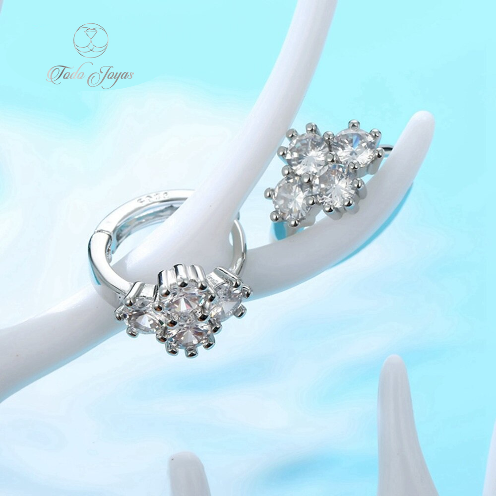 Aros Flor Circones Plateado - Imagen 6