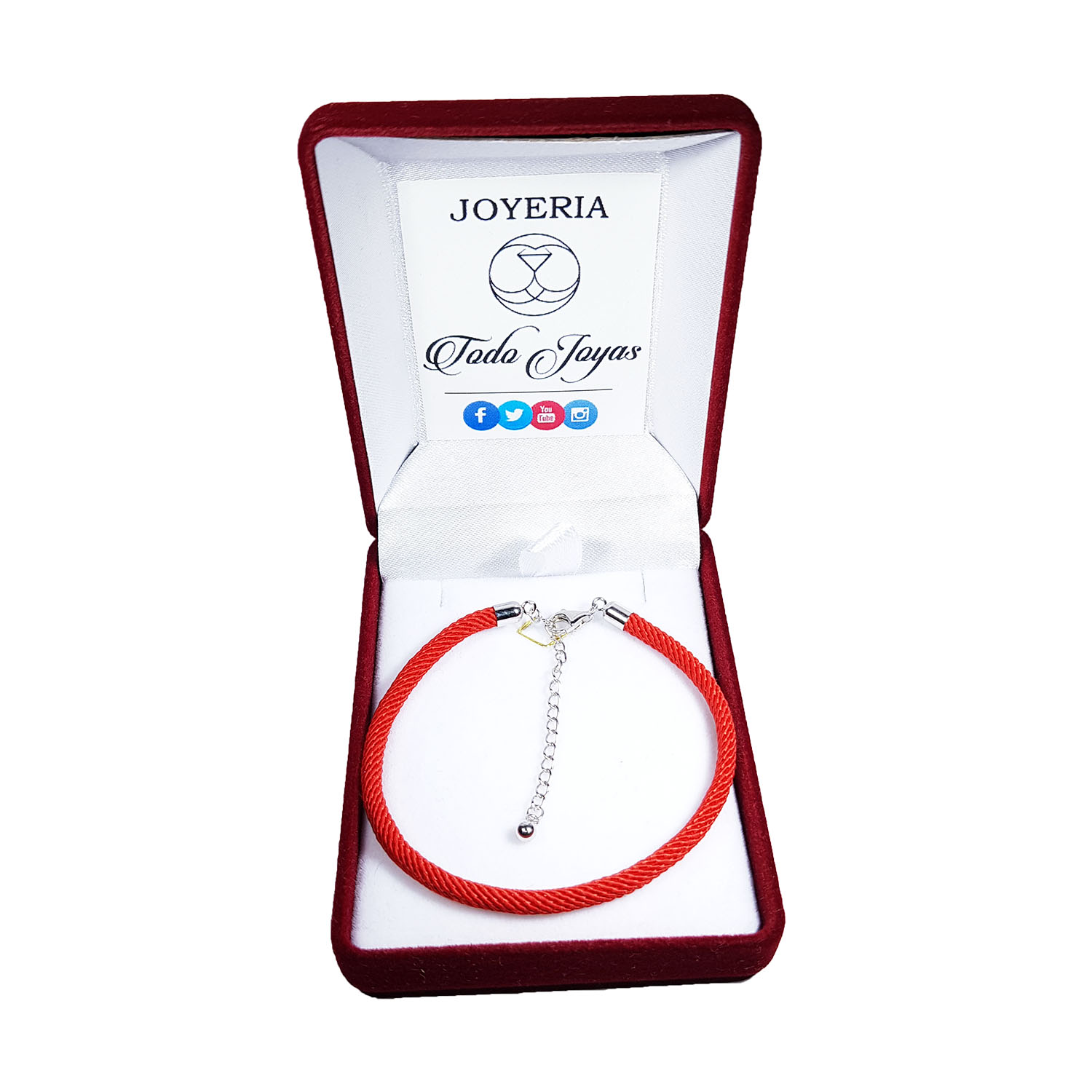 Pulsera Plata 925 Cuerda Roja Charms - Imagen 2