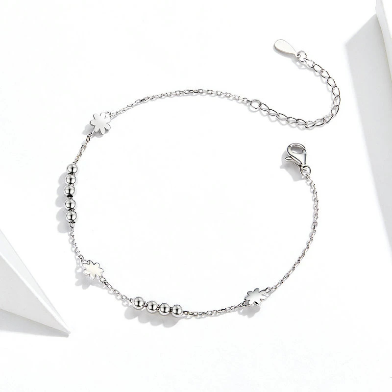 Pulsera Plata 925 Flores y Bolitas - Imagen 3