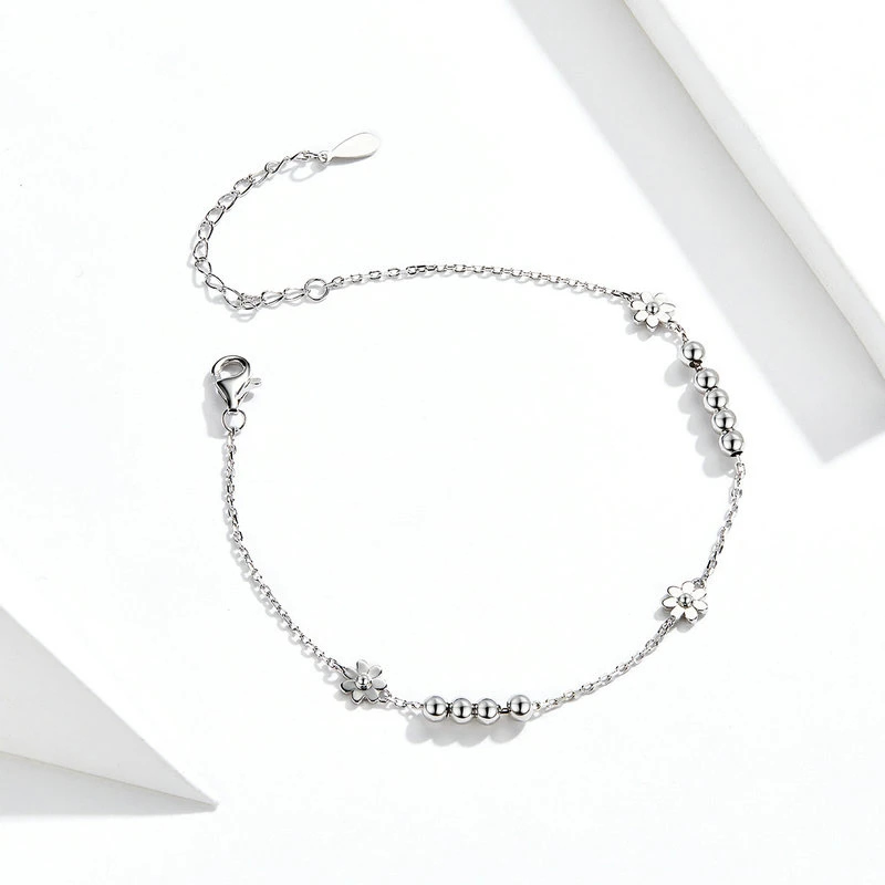 Pulsera Plata 925 Flores y Bolitas - Imagen 4