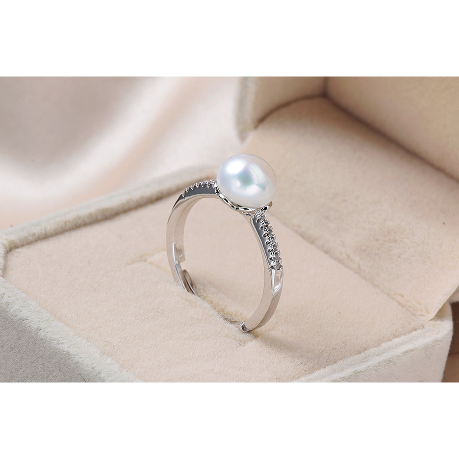 Anillo Plata 925 Perla Blanca - Imagen 4