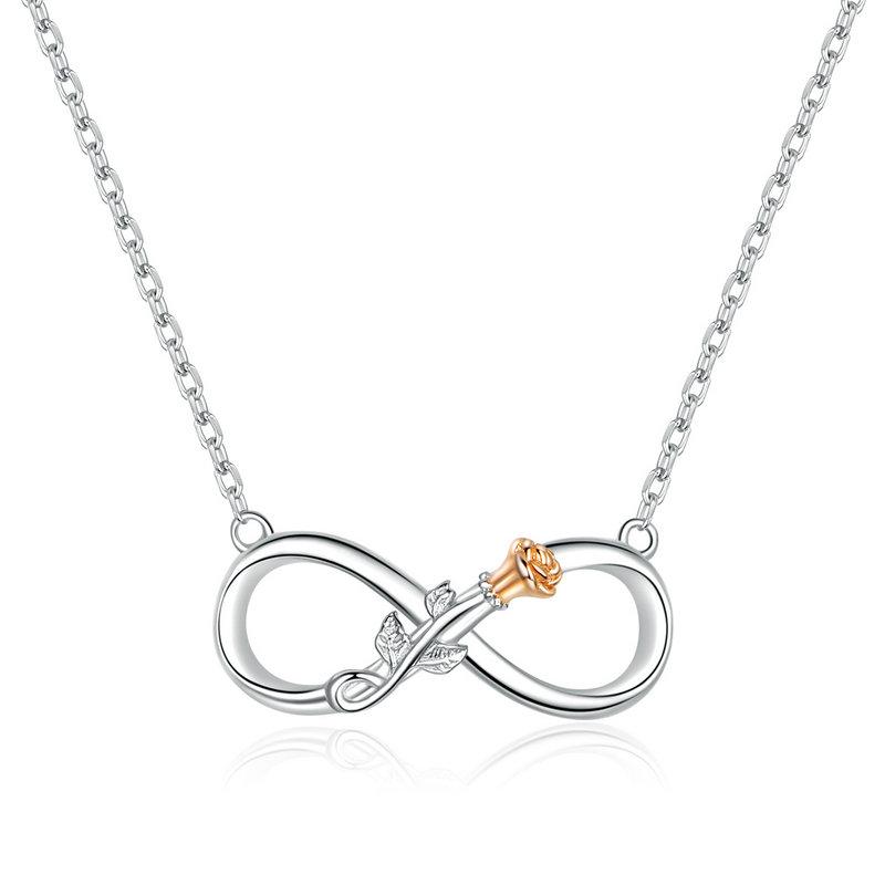 Collar Plata 925 Infinito con Rosa