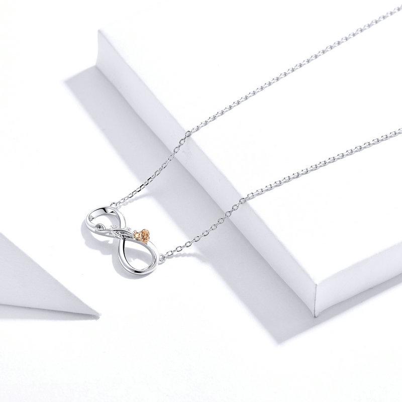 Collar Plata 925 Infinito con Rosa - Imagen 5
