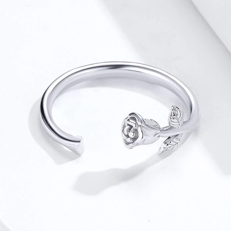 Anillo Plata 925 Rosa Plateada Ajustable - Imagen 6