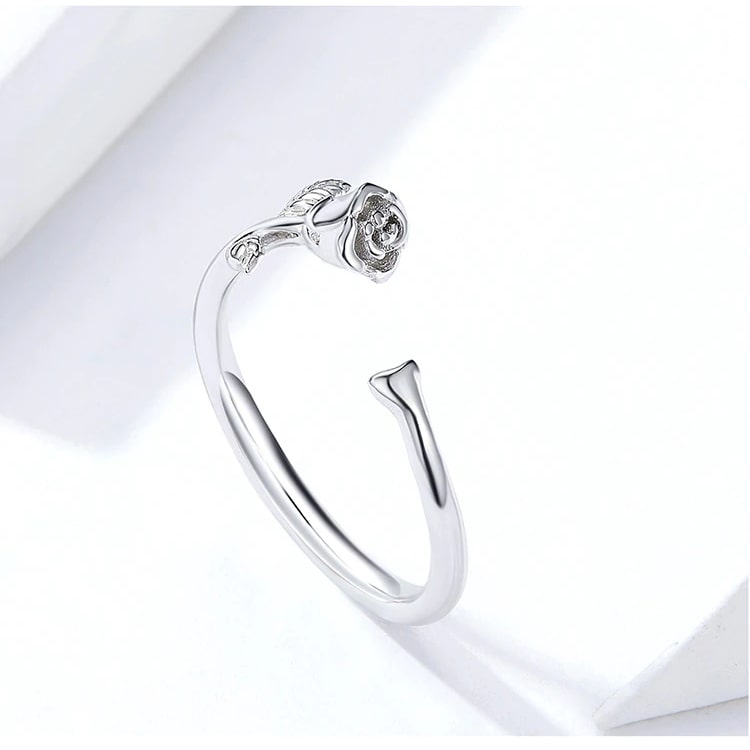Anillo Plata 925 Rosa Plateada Ajustable - Imagen 7