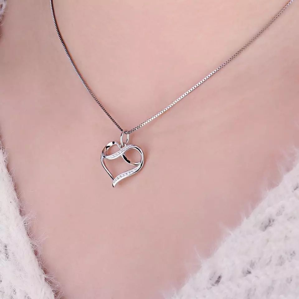 Collar Plata 925 Doble Corazon con Infinito - Imagen 3