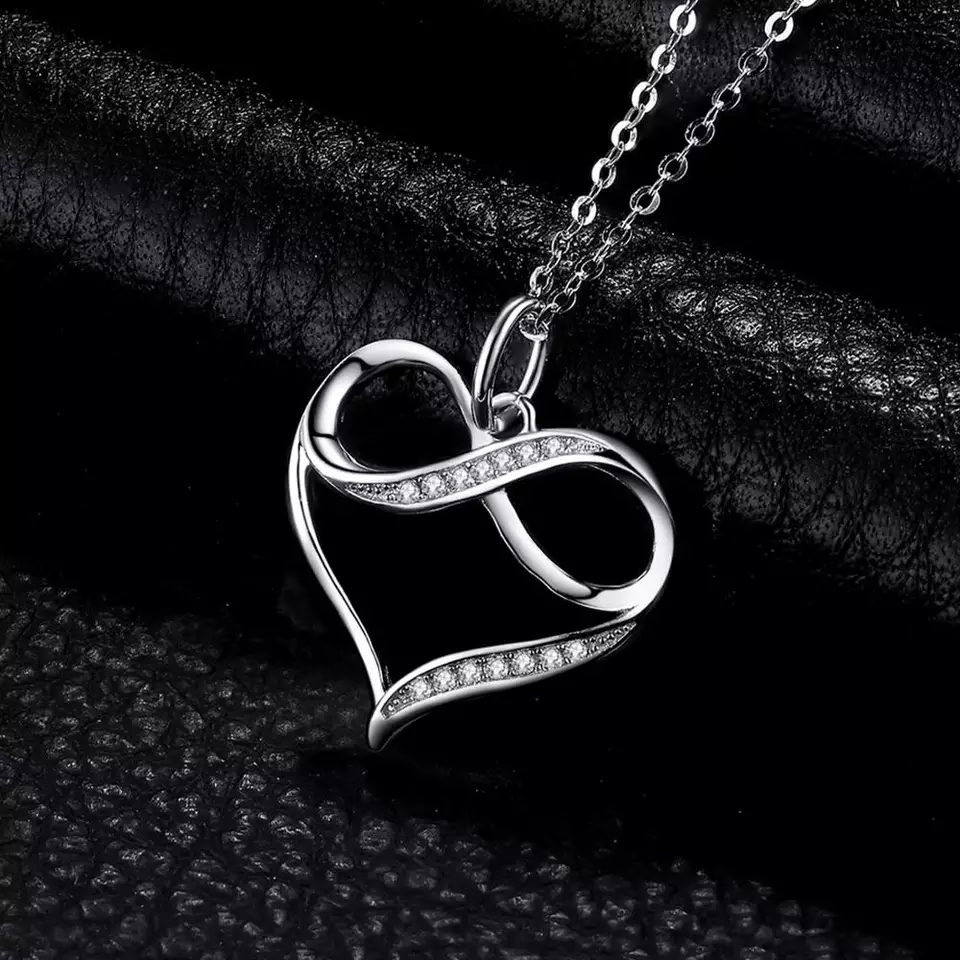 Collar Plata 925 Doble Corazon con Infinito - Imagen 4