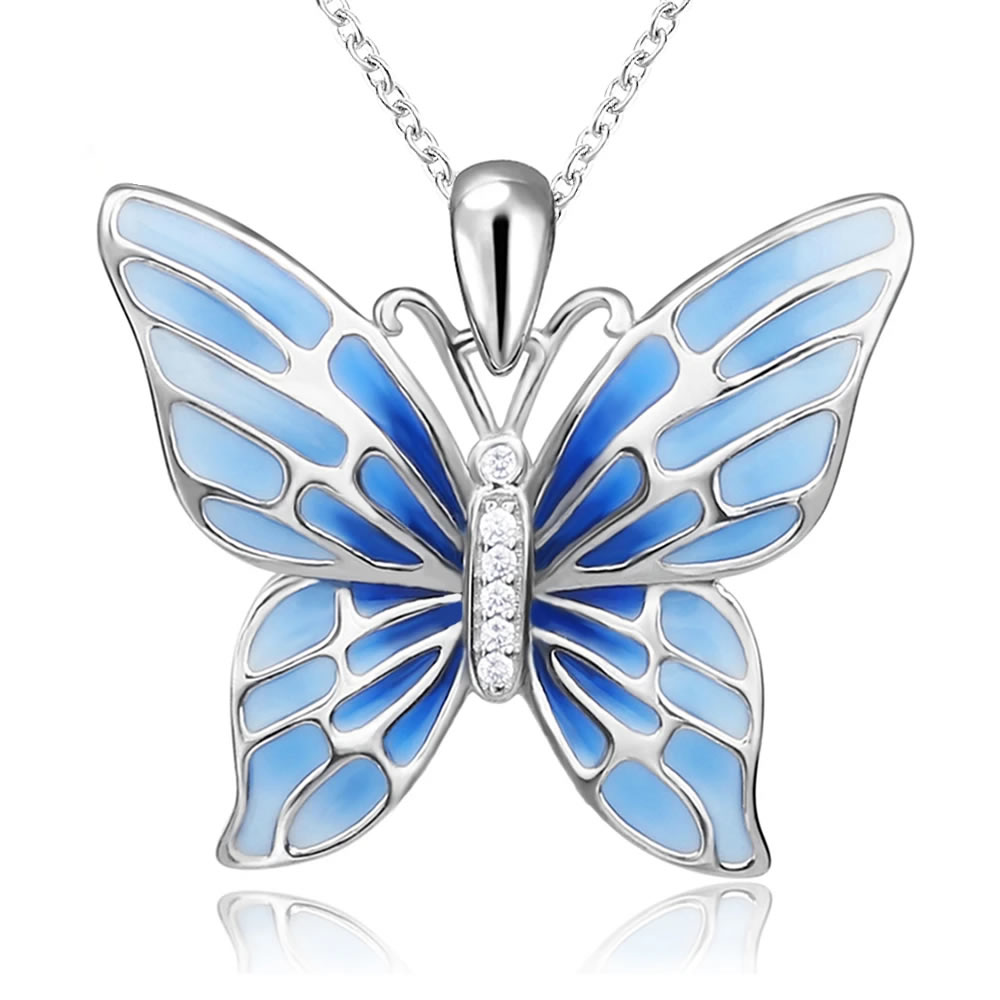 Collar Plata 925 Mariposa Azul