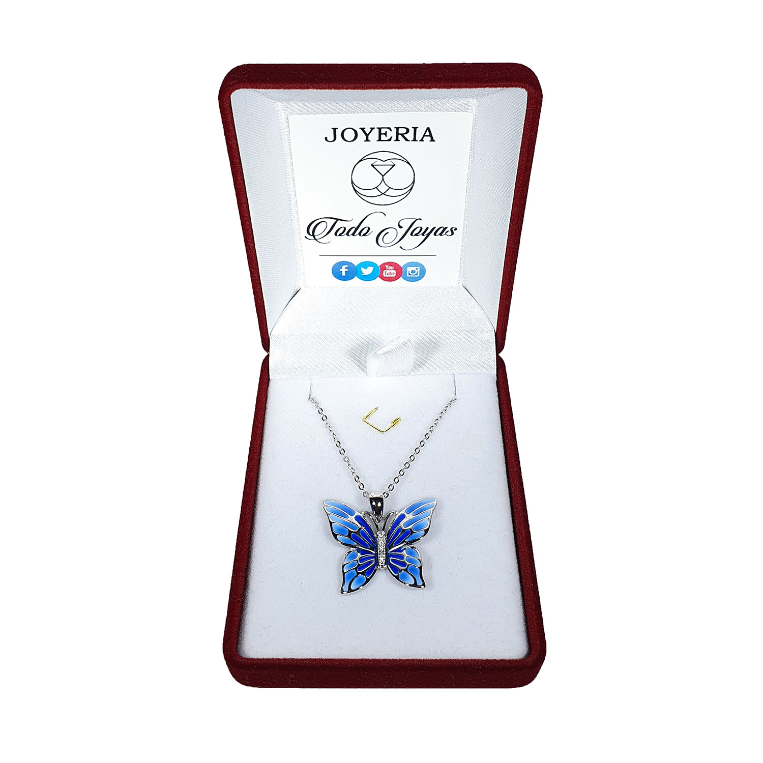 Collar Plata 925 Mariposa Azul - Imagen 2