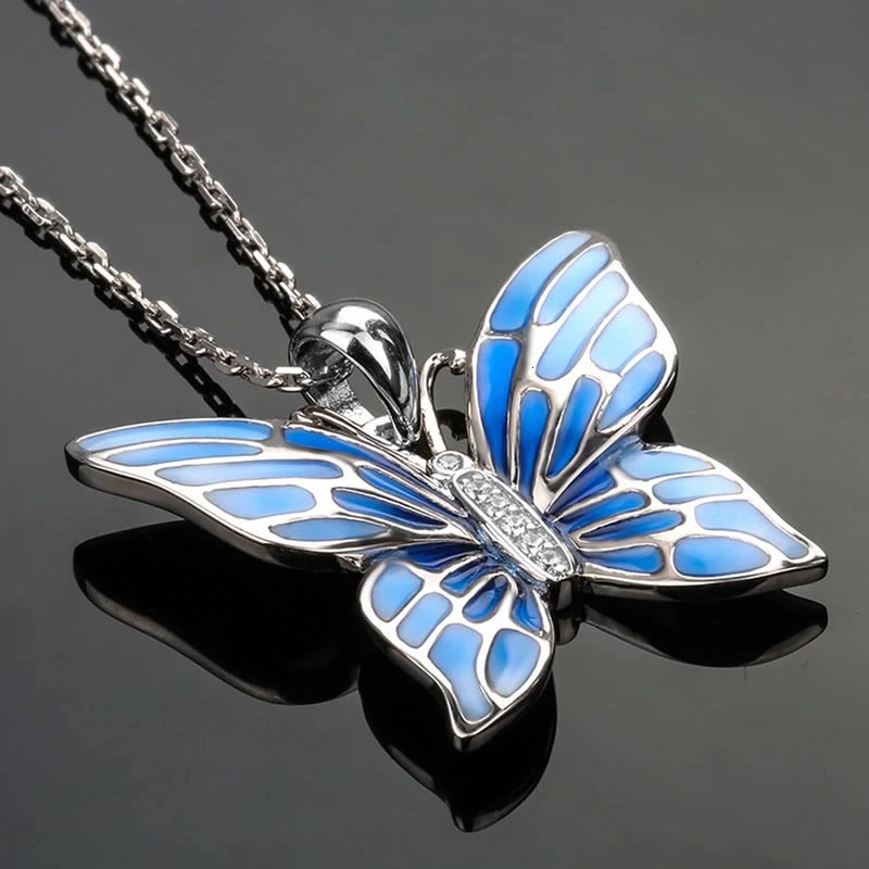 Collar Plata 925 Mariposa Azul - Imagen 7