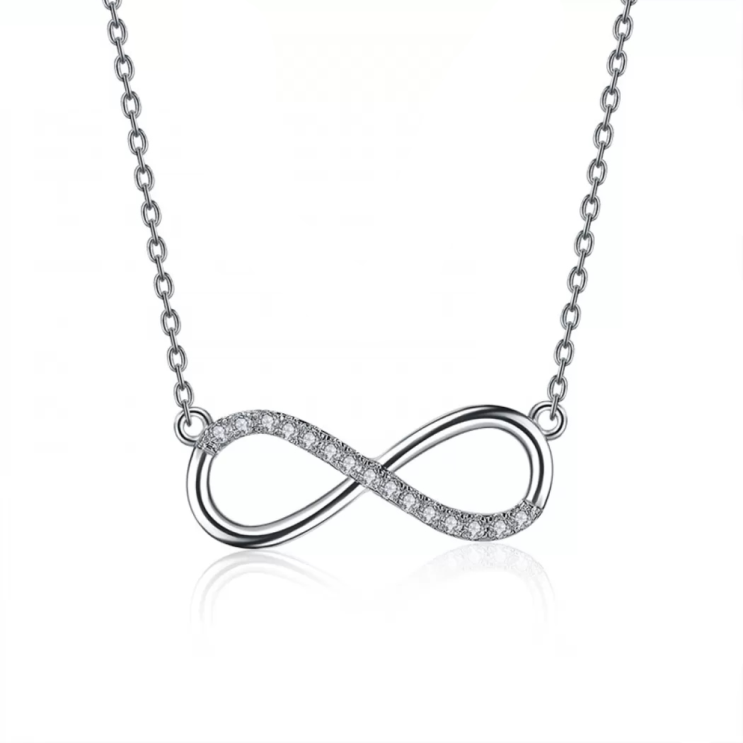 Collar Infinito con Circones Plateado