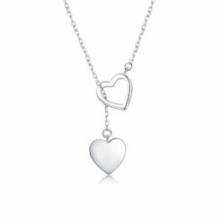 Collar Amor Doble Corazon Plateado