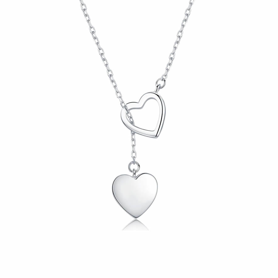 Collar Amor Doble Corazon Plateado