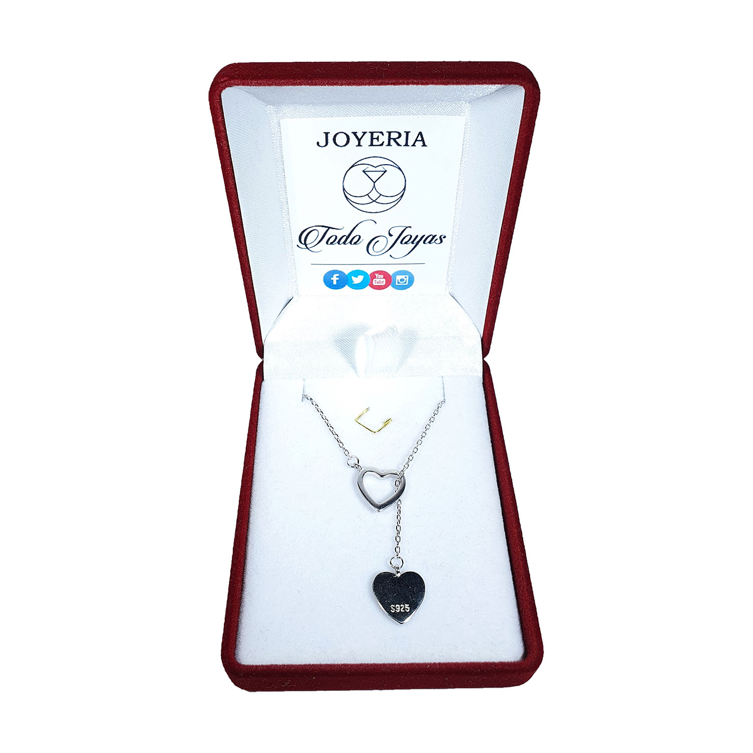 Collar Amor Doble Corazon Plateado - Imagen 2