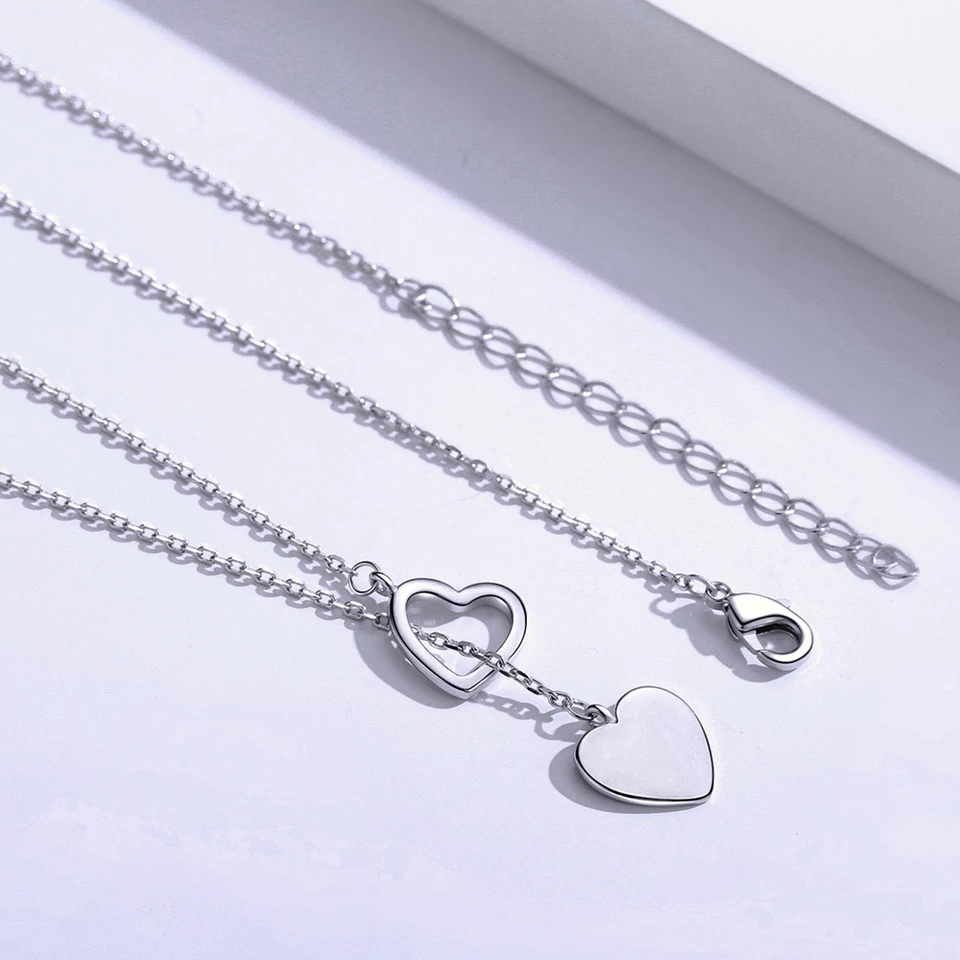 Collar Amor Doble Corazon Plateado - Imagen 5