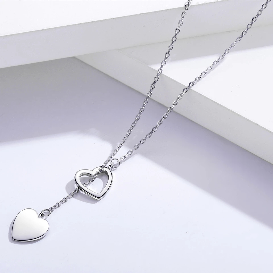 Collar Amor Doble Corazon Plateado - Imagen 7