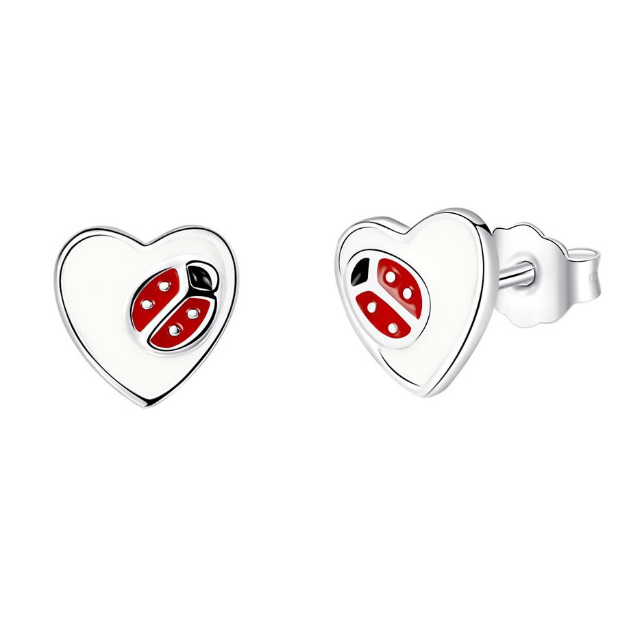 Aros Plata 925 Corazon Mariquita