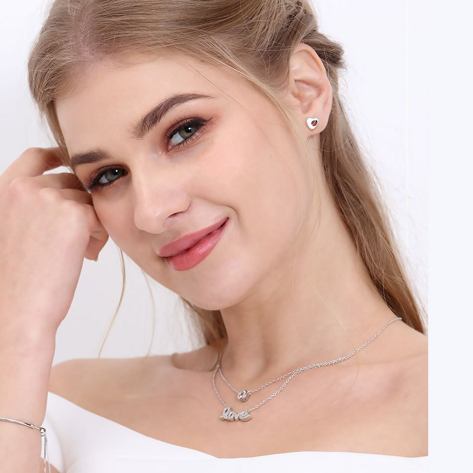 Aros Plata 925 Corazon Mariquita - Imagen 3