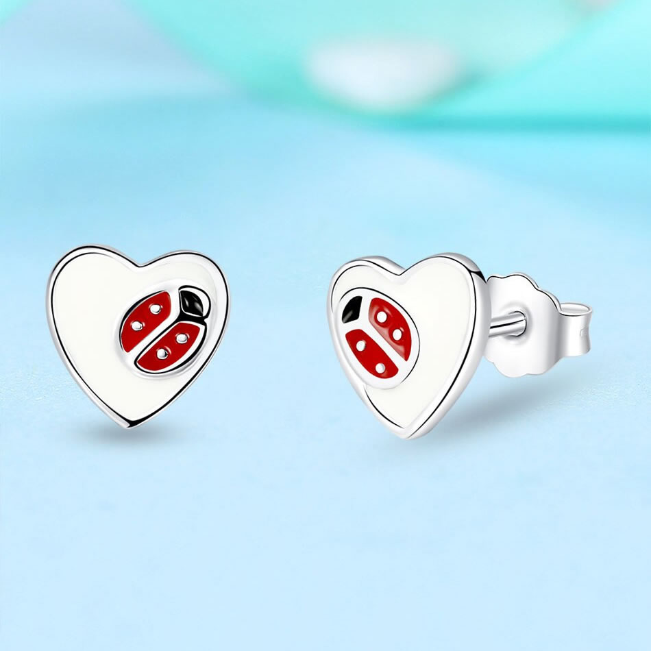 Aros Plata 925 Corazon Mariquita - Imagen 4