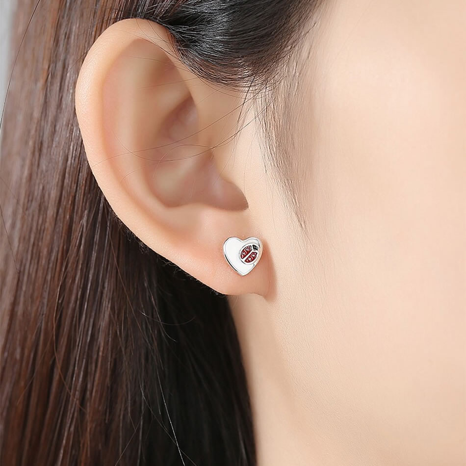 Aros Plata 925 Corazon Mariquita - Imagen 5