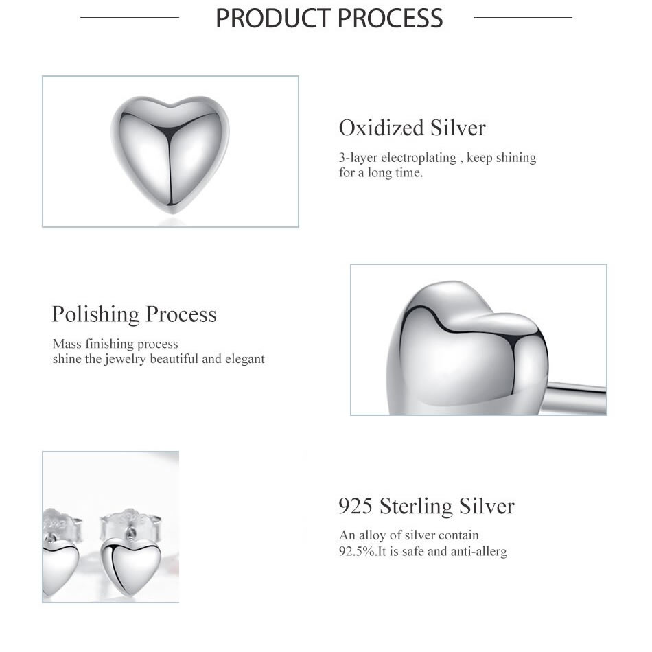 Aros Plata 925 Corazon Plateado - Imagen 3