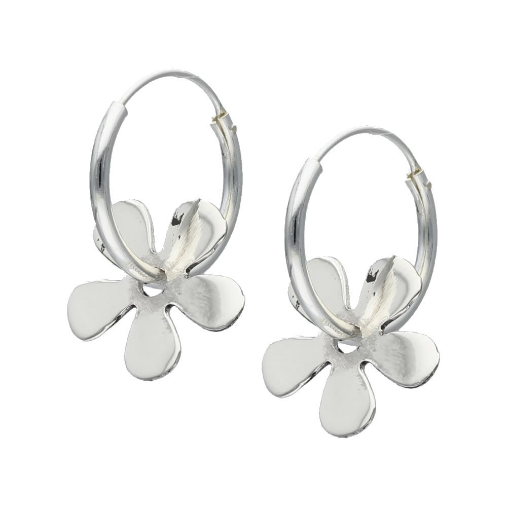 Aros Plata 925 Argolla Con Flor 18mm