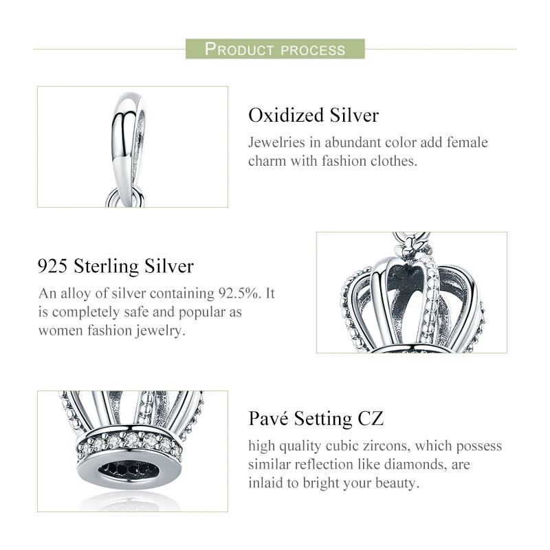 Charm Dije Plata 925 Corona Princesa - Imagen 3