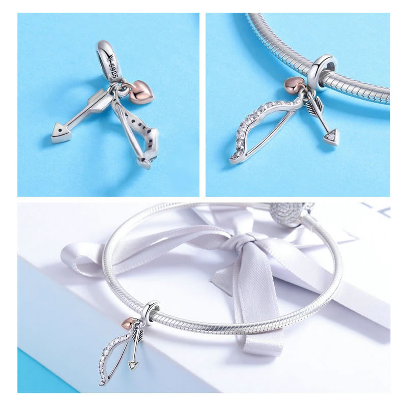 Charm Dije Plata 925 Arco Y Flecha Cupido - Imagen 2