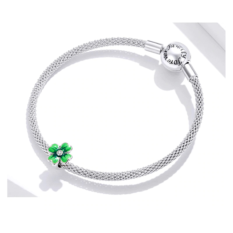 Charm Dije Plata 925 Trebol Verde 688 - Imagen 2