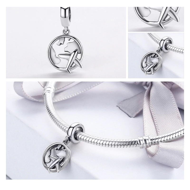 Charm Dije Plata 925 Avion Planeta - Imagen 2