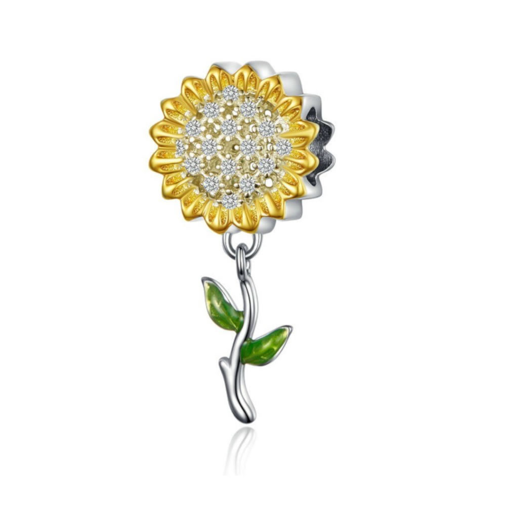 Charm Dije Plata 925 Flor Girasol