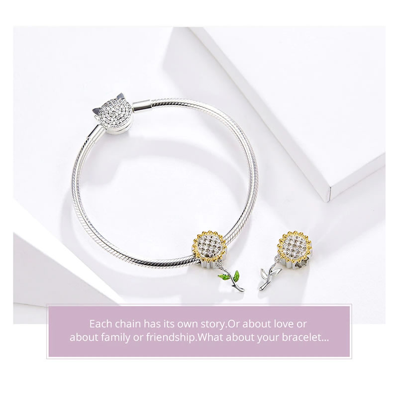 Charm Dije Plata 925 Flor Girasol - Imagen 4