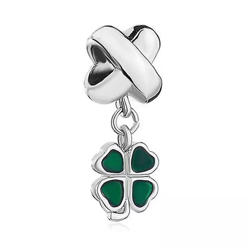 Charm Dije Plata 925 Trebol Verde 698